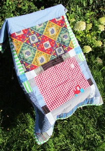 BESPOKE Handmade Hedgehog Red Tractor Soft Blanket Patchwork Quilt - Picture 1 of 12