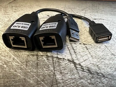 USB Extension Ethernet RJ45 Cat5e/6 Cable LAN Adapter Extender Over Repeater Set - Image 1 of 4