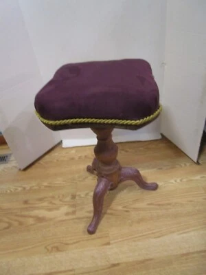 Antiguo Taburete Giratorio Ajustable Piano Hierro Fundido Cabriole Patas 20 a 23" T 1900s Foto 1 de 4