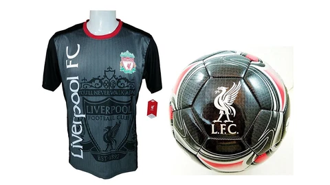 Liverpool F.C. Soccer Official Training Jersey & Size 5 Ball -10 Medium Cover