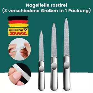 3-teiliges Edelstahl Nagelfeilen Set Nagelfeile Rostfrei Mänikure Pediküre - Bild 1 von 9