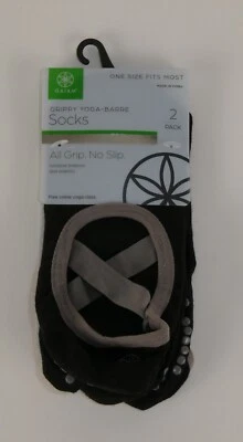 New - Gaiam Grippy Yoga-Barre Socks - One Size Fits Most - Black/Grey - 2 Pack - Image 1 of 4