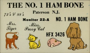 Paterson,NJ QSL Ham Radio Ham Bone HFX 3426 Dog Cat Passaic County New Jersey - Picture 1 of 2