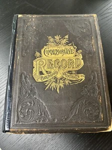 Antique Leather Bound 1893Commemorative Record Biographies Settlers PA - Foto 1 di 9