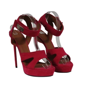 Givenchy Womens Shark Lock Strap Sandals Size US 11 EU 41 Pink Suede Heels - Picture 1 of 8