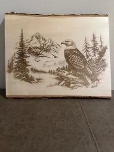 Laser Engraved Live Edge Eagle Picture - Picture 1 of 2
