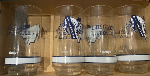 Set of 4 Villanova University Getty Oil Big East Drinking Glasses Wildcats Cover