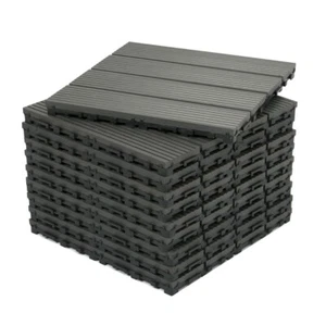 10 x (0.9m2) Composite Decking Tiles WPC Interlocking Floor Garden Patio Balcony - Picture 1 of 31