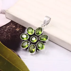 925 Sterling Silver Green Peridot Gemstone Jewellery Handmade Pendant - Picture 1 of 3
