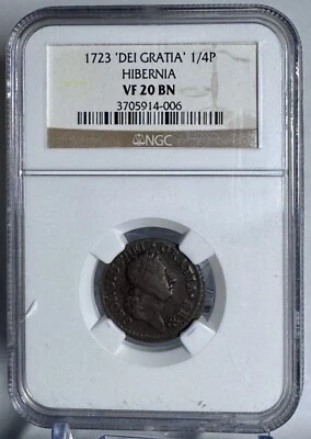 1723 'Dei Gratia' 1/4P Hibernia VF 20 BN NGC Colonial - Image 1 of 4