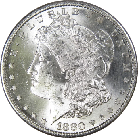 1880 S Morgan Dollar BU Uncirculated Mint State 90% Silver $1 US Coin Cover