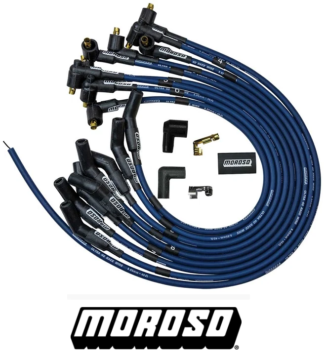 Moroso 73676 Ultra 40 Custom Fit Blue Unsleeved Wire Set Fits Ford 289-302 - Image 1 of 2