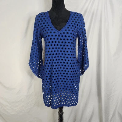 Vestido MUD PIE Talla Pequeña (4-6) Azul Manga Mariposa Ojales Abiertos Cubierta de Natación Foto 1 de 4