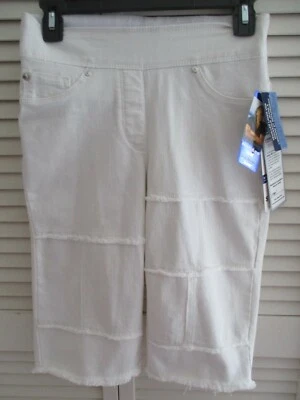 NYGARD LUXE DENIM SLIMS SKIMMER SHORTS WHITE PETITE SMALL  6-8 NEW - Image 1 of 4