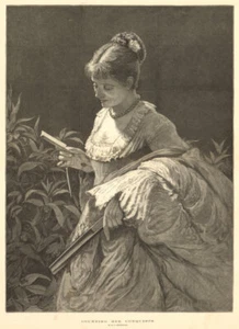 Counting her conquests, by E. F. Brewtnall. Pretty Ladies. Fine arts 1877 - Picture 1 of 1