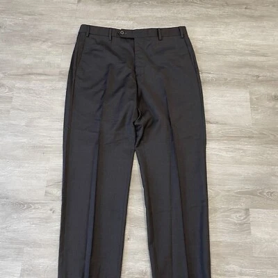 Current Zanella Devon Wool Flat Front Dress Pants Trousers Brown Size 35x28 - Image 1 of 4