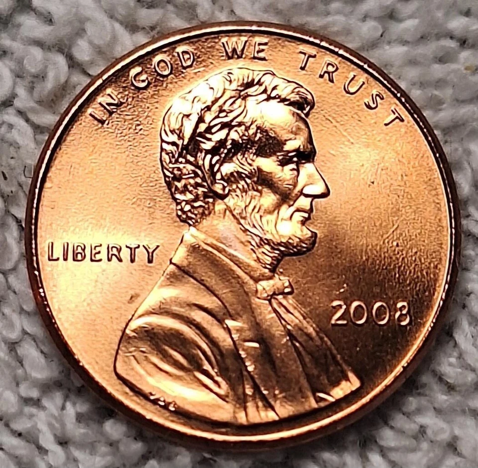 2008-P Lincoln Cent Die Crack On Obverse Head Slash Mark On Neck Bright Red UNC - Image 1 of 4