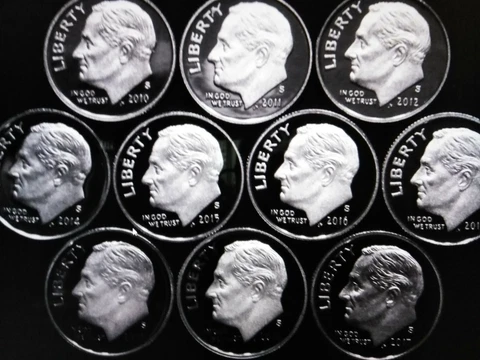 COMPLETE SET OF-2010-2022- S CLAD PROOF OF ROOSVELT DIME-13 COIN LOT Cover