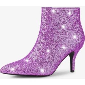 Botas al tobillo Allegra K para mujer brillantes punta de aguja tacón alto púrpura 9 NUEVAS - Imagen 1 de 7