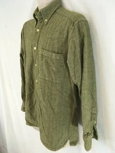 McKenzie Tribe Mens M Green Herringbone Italian Cotton Flannel Shirt - Picture 1 of 9