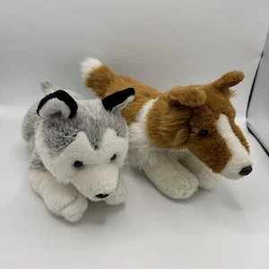 Animal Alley Plüsch Husky Collie Paket 13 Zoll 2008 liegend grau rot Spielzeug Toys R Us - Bild 1 von 13