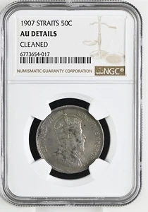 1907 Straits Settlements 50c NGC AU Cleaned - Picture 1 of 2