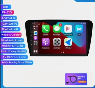 RADIO 2 DIN PARA SKODA OCTAVIA 3 ANDROID TOUCHSCREEN BLUETOOTH WI-FI GPS CARPLAY - Imagen 1 de 4