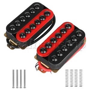 2pcs Double Coil Humbucker Electric Guitar Neck Bridge Pickup Set Red and Black - Picture 1 of 9