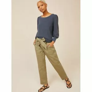 Free Assembly Women's Three-Quarter Blouson Sleeve Terry Top, Grey, XS - Picture 1 of 4