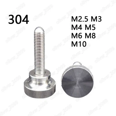 304 Stainless Steel Knurled Thumb Screws M2.5 M3 M4 M5 M6 M8 M10 - Image 1 of 4