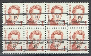 1986 1c Great Am. Precancel ERROR BLK f/JENKINTOWN PA (2168-841) State over town - Picture 1 of 1