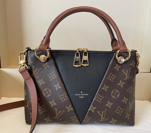 LOUIS VUITTON（LV） Autentica Borsa Louis Vuitton V monogramma tela e pelle BB nera marrone a 2 vie