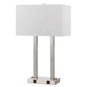 Cal Lighting 2 Light 60W Metal Desk Lamp with Two Outlets - LA-8028DK-1-BS - Picture 1 of 1