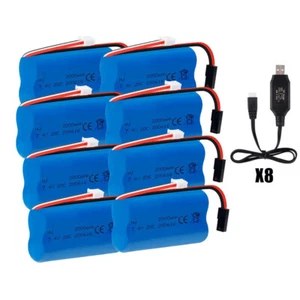 Li-Ion Akku 2S 7,4V 2000mAh 20C mit USB Kabel Wiederaufladbar für RC LKW Auto - Bild 1 von 35