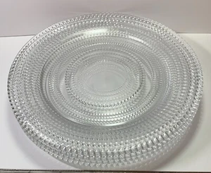 4 Godinger Lumina Clear Beaded Glass Dinner Plates 10 3/8" - Picture 1 of 10
