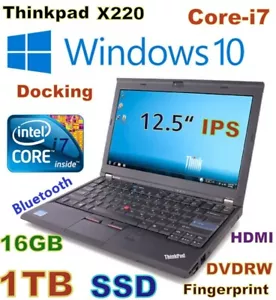 Thinkpad X220 12.5" IPS i7-2.80GHZ FAST 1TB SSD 16GB USB-3.0 FREE Doking DVDRW - Picture 1 of 10