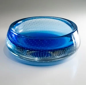 Vintage Murano Blue Bullicante, Controlled Bubble Small Bowl Pin Dish, 1960s - Picture 1 of 13