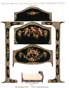1/2 scale Natasha Beshenkovsky's Mini Decoupage- Victorian Collection Bed - Imagen 1 de 12