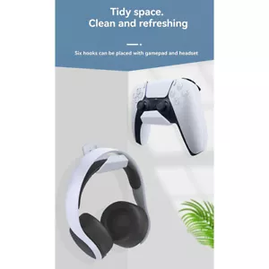 Wall Hole-Free Hooks Storage Bracket Wall Mount Hanger for Controller & Headset - Picture 1 of 13