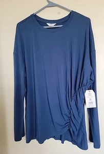 Time and Tru Ruched Side Top Long Sleeves Blue Women's XXL 20 NEW - Picture 1 of 3