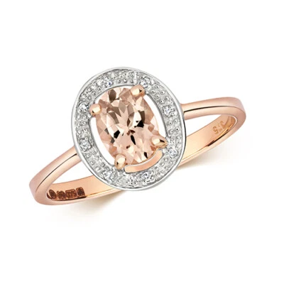 Morganite & Diamond 9ct Cluster Ring 9ct  Rose Gold Size N 1/2  0.13ct Morganite - Image 1 of 4