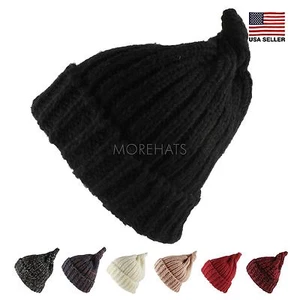 Twist spitz Top Häkel Strick Beanie warm Winter Ski Freizeit Alltag Mütze Damen Herren - Bild 1 von 11