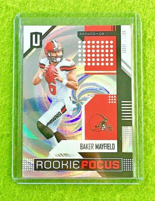 BAKER MAYFIELD ROOKIE CARD WHIRL PRIZM SP #/100 REFRACTOR RC 2018 UNPARALLELED - Image 1 of 4