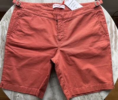 PANTALONES CORTOS CHINOS ORLEBAR MARRÓN 38 LENGÜETA LATERAL ROJA $400 Dane II VINTAGE ALGODÓN ROSA Foto 1 de 4