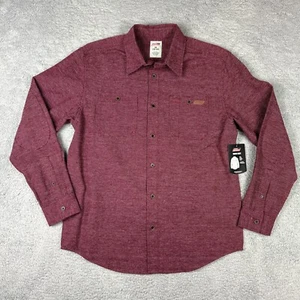 Dickies Shirt Mens Medium Red Shacket Elbow Patch Button Up Work Cabin Chore NEW - Picture 1 of 10