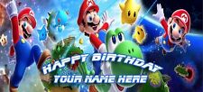 Bannière d'anniversaire personnalisée 4 pieds x 2 pieds Super Mario Bros Galaxy Yoshi Stars