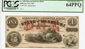 Missouri Defence Bond $1 CR18B PCGS CU 64 PPQ - Picture 1 of 2