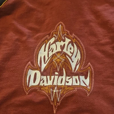 Harley Davidson Talla XL Granate Negro BLANCO Bordado Cremallera Completa Sudadera con Capucha Foto 1 de 4
