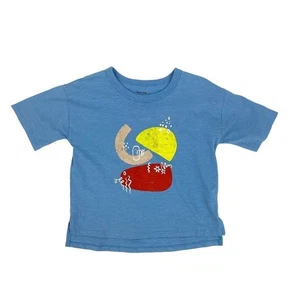Open Edit Little Boys Blue Short Sleeve Graphic T Shirt 100% Organic Cotton Sz 4 - Picture 1 of 4