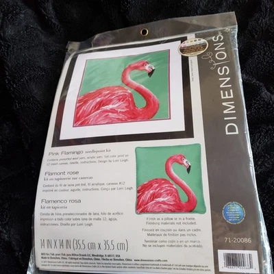 Dimensions Pink Flamingo Needlepoint Kit 20086 NEW 14" x 14" - Image 1 of 4